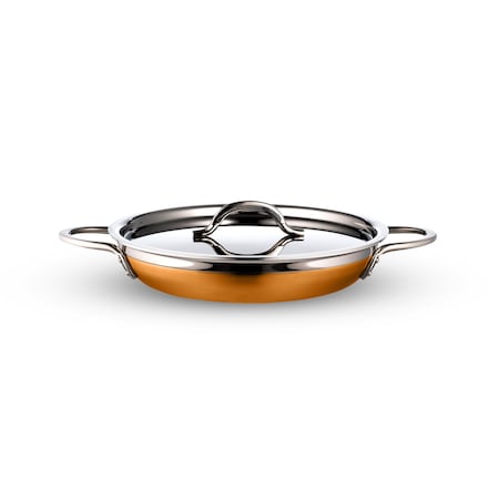 Bon Chef Country French 2 Saute Pan/Skillet W/Cover Dbl Handle  11 3/4"X2 3/8"  3 Qt 4 Oz - Orange 71306-CF2-O